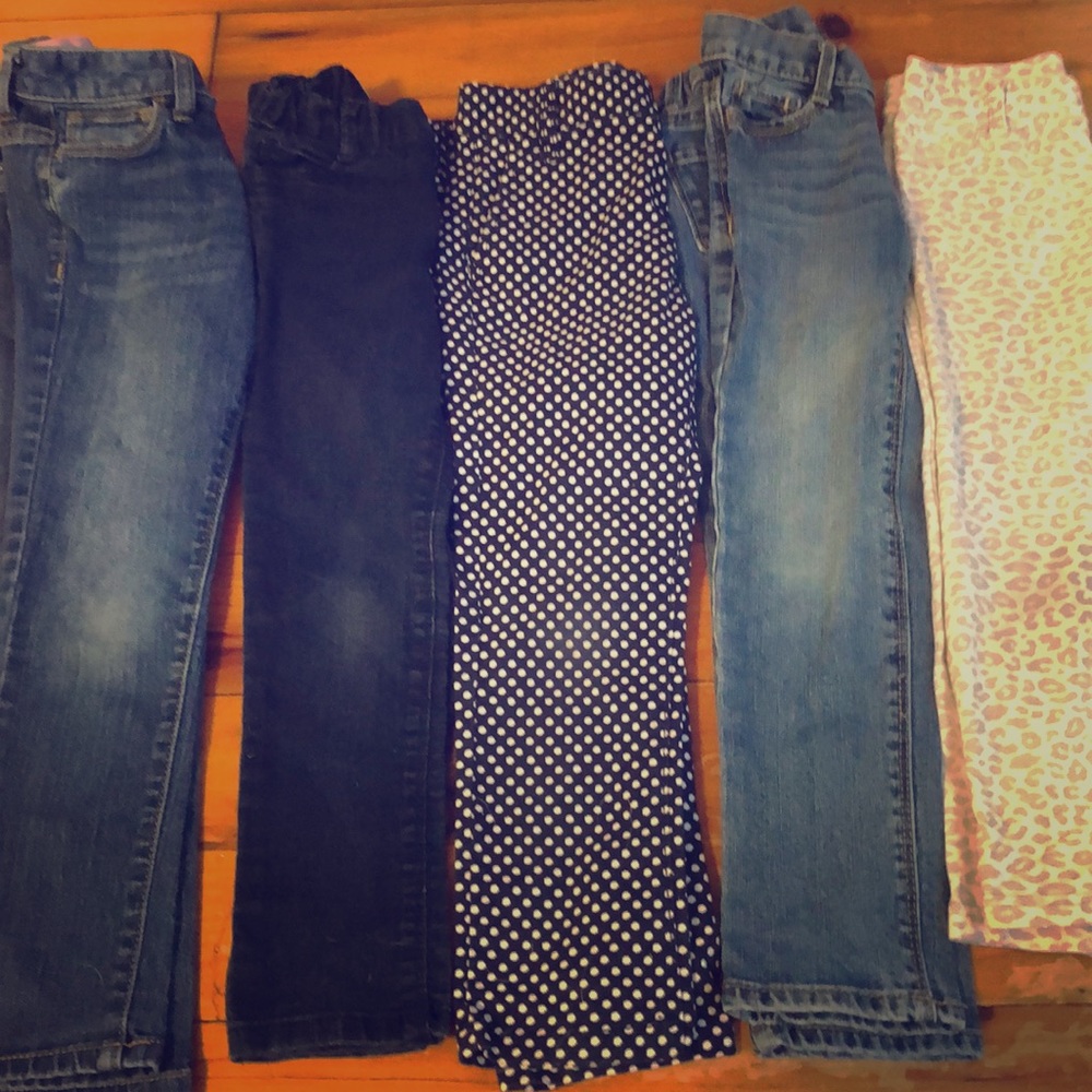 Lot of five pairs of girls pants, size 5.